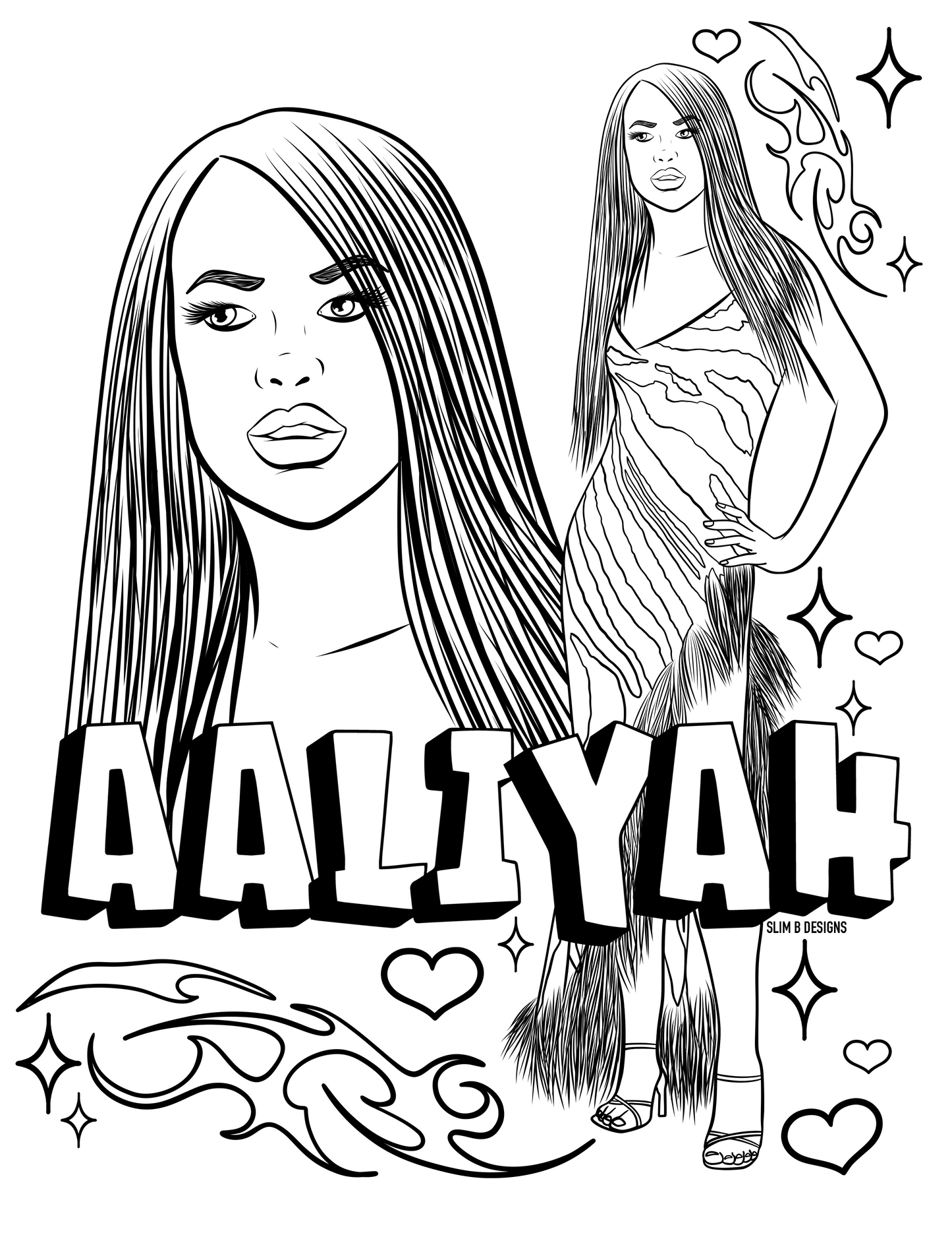Aaliyah Printable Coloring Page