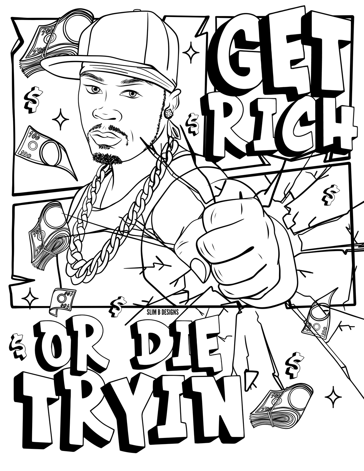 50 Cent Printable Coloring Page