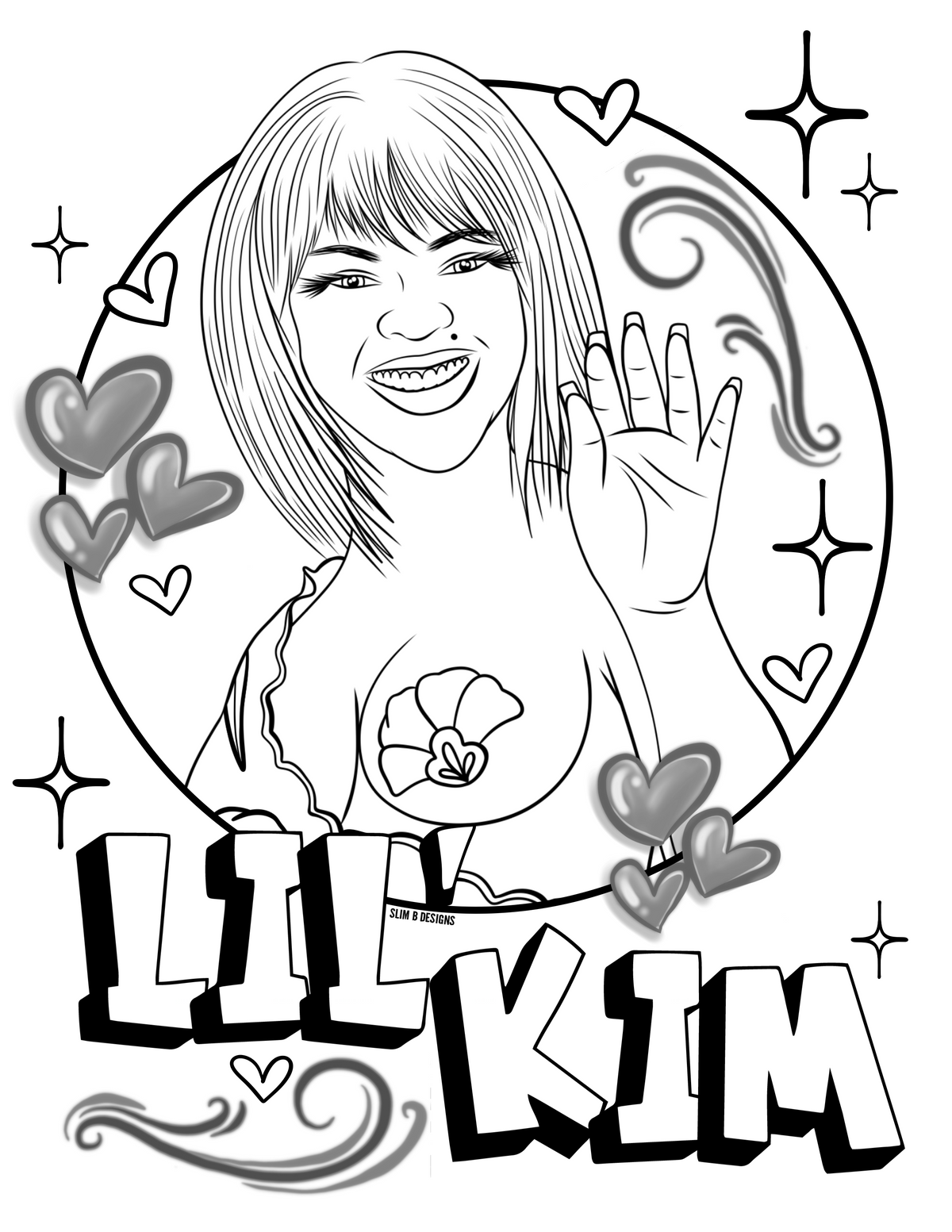 Lil Kim 1999 VMA Outfit Printable Coloring Page