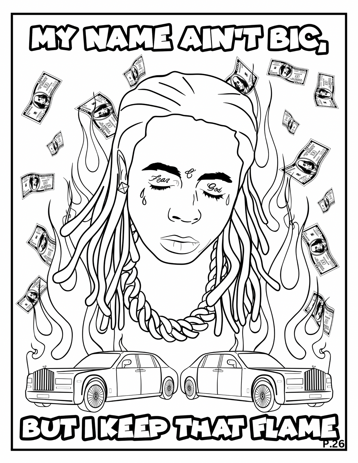 Color The Lyrics Nostalgic Adult Coloring Book: Hip-Hop/Rap & RnB Edition Printable PDF
