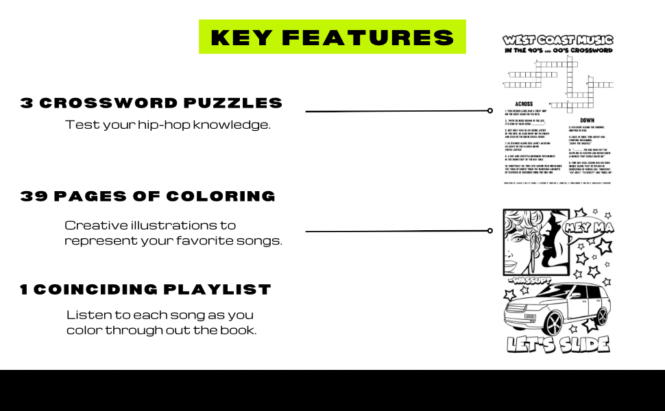 Color The Lyrics Nostalgic Adult Coloring Book: Hip-Hop/Rap & RnB Edition Printable PDF